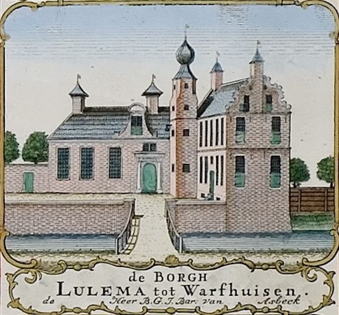 Borg Lulema in Warfhuizen. Uitsnede uit de kaart van Theodorus Beckeringh uit 1782.